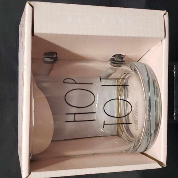 Rae Dunn Other - Rae Dunn by Enchante NWT Clear Glass "HOP TO IT" 18 oz. Mug
